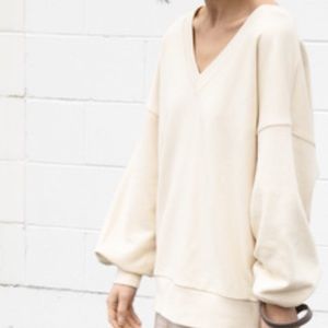 Oak + Fort Cotton V-neck Sweatshirt oversized